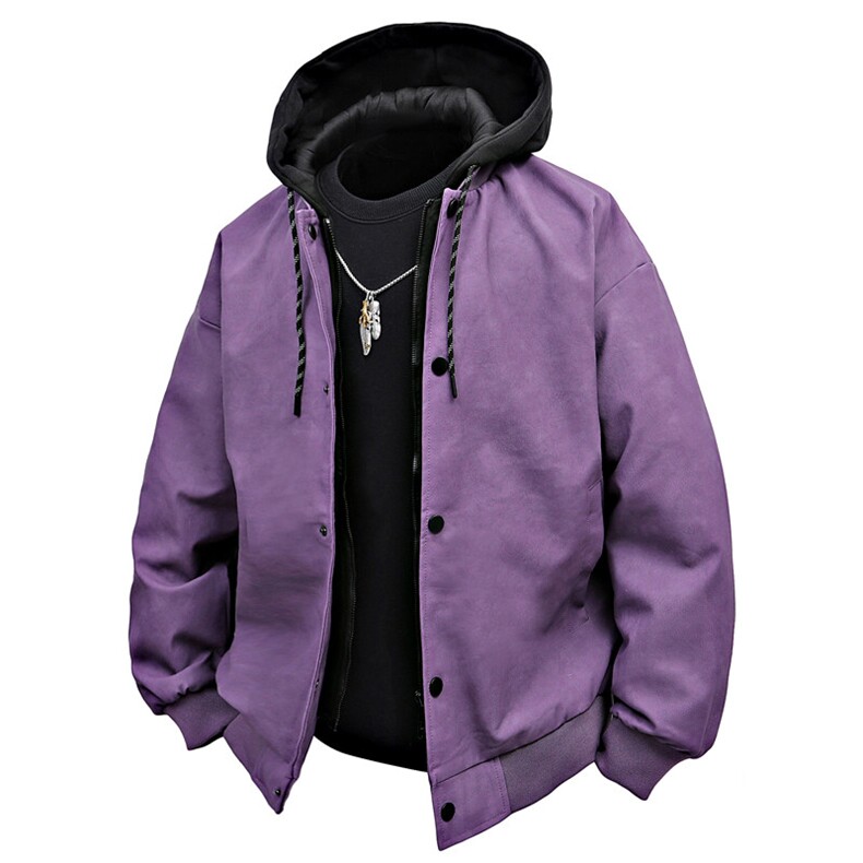 特批2025新款3D平铺美式宽松连帽PU皮夹克JK2503P75，男装夹克，电商A247B