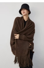 2025年秋季新款针织女士流苏大披肩时尚休闲通勤百搭，披肩，冀清阳荣