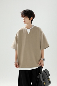 8XL-M 特大码短袖男假两件五分袖高品质空气层宽松上衣DX321P35图片
