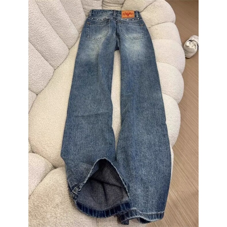 1506-1/Q1710/P49美式复古微喇牛仔裤男春秋季新款设计感闪电高街,男装牛仔裤,星座1506