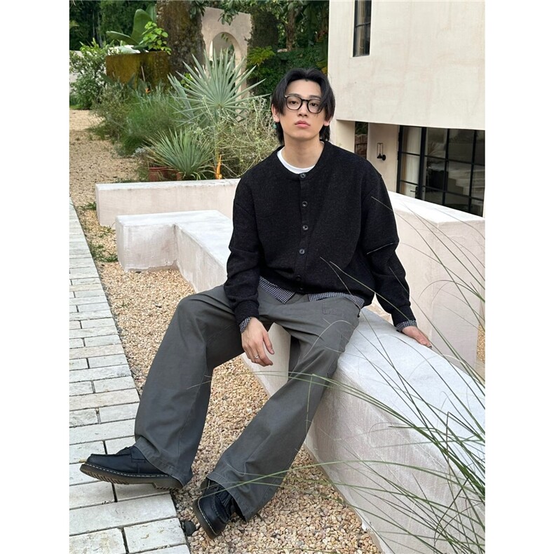 韩东大门春季时尚百搭简约圆领针织开衫男毛衣日系简约百搭外套,男装针织衫/毛衣,星座506A