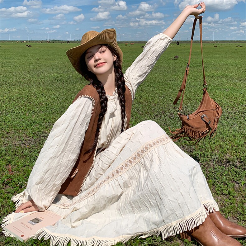 韩系学院风套装女2025秋季新款时尚洋气减龄显瘦马甲连衣裙两件套,女装套装/套裙,2C120