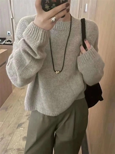 春秋韩版羊毛衫女套头圆领宽松百搭打底衫毛衣图片
