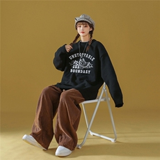 中性风秋/冬新款潮流印花百搭保暖圆领宽松套头毛衣M1026P50控68，男装针织衫/毛衣，A247A