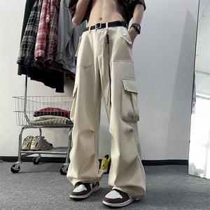 美式复古hiphop大口袋工装裤男女潮牌宽松直筒阔腿裤R5288-p55图片