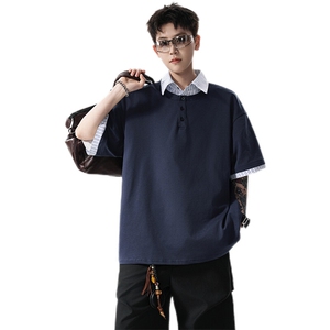 GENIOLAMODE日系纯棉短袖polo衫男新款夏季T恤凉感休闲宽松青少年图片