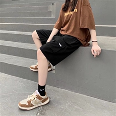 夏季2023新款工装短裤宽松潮ins五分裤女直筒港味中裤女K1380-P43，男装休闲裤，星座412-3