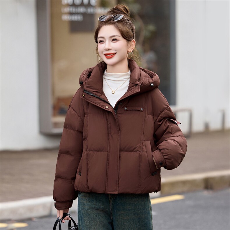 高级感超好看短款羽绒服女2024冬新款时尚小个子白鸭绒面包服外套,女装羽绒服,布芭啦