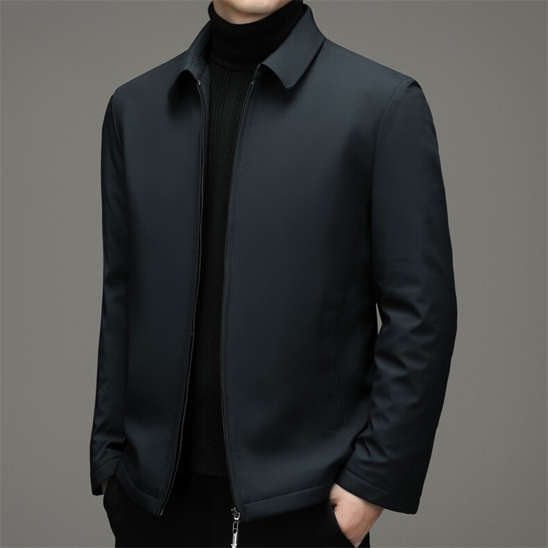 2023秋冬季新款白鸭绒外套上衣中年商务休闲羽绒服男装翻领上衣图片