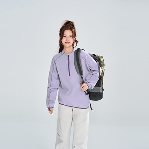 撞色明线半拉链套头卫衣女2026春季宽松休闲上衣XZ309 W8010 P50图片