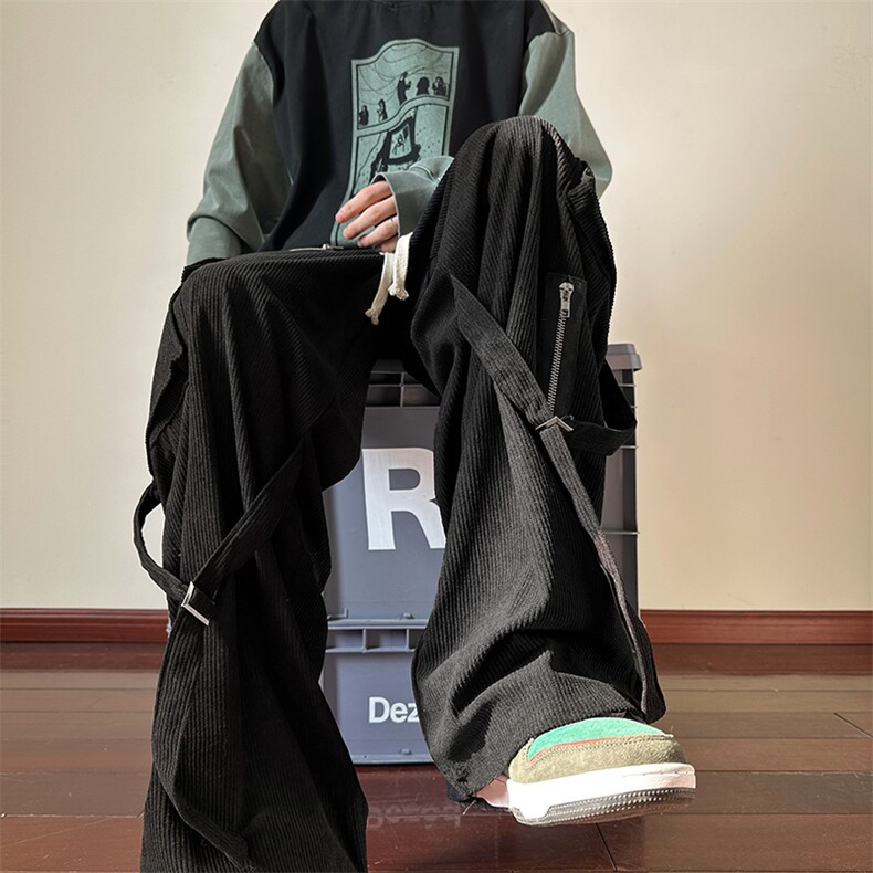 美式街头hiphop裤子男ins欧美灯芯绒拉链工装裤休闲裤K0917-P43,男装休闲裤,星座308B-2