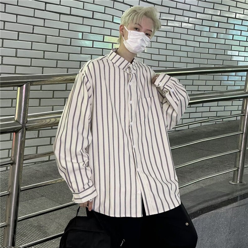 条纹衬衫男夏季薄款2024新款高级感潮牌长袖衬衣日系BC03-P32,男装衬衫,星座1109-3