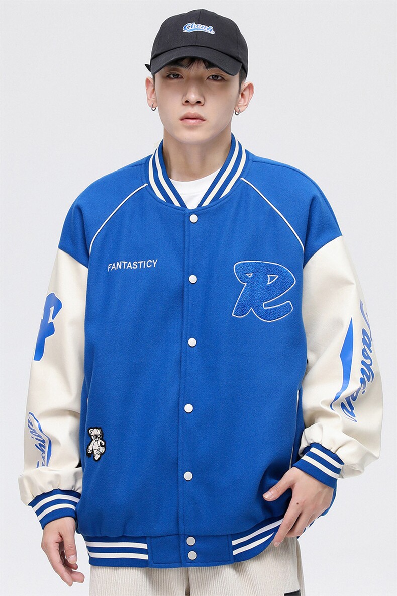 港风上衣夹克宽松落肩拼色棒球服外套JK711-P68,男装夹克,星座1204-3