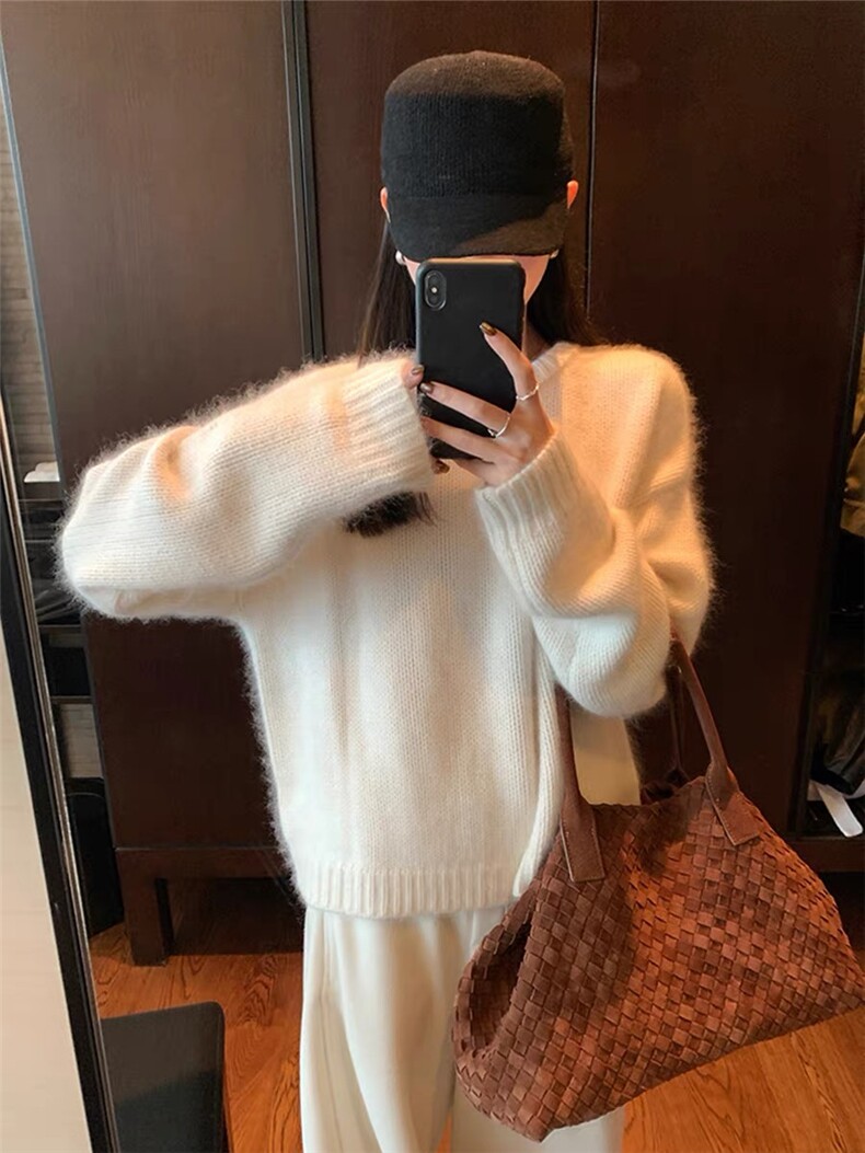 2025年秋季时尚百搭通勤简约休闲套头宽松针织衫，女装针织衫/毛衣，思途羊绒