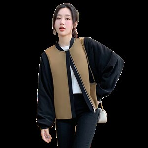 拼接撞色棒球服外套女秋季新款2022百搭休闲拉链开衫夹克短上衣潮图片