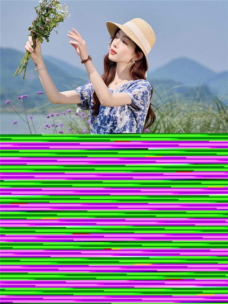 优雅碎花棉麻短袖连衣裙女夏2026新款小个子收腰显瘦气质减龄长裙,女装连衣裙,倪叶myz