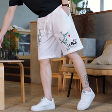 风大刺绣短裤男中式休闲百搭五分裤沙滩裤XZ310B-3-DK1903-P27，男装牛仔裤，星座310B-3