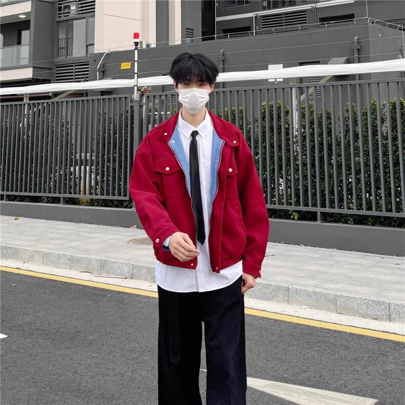一颗星星YIKXX美式覆古安可拉红短外套男女同款高级感夹克春秋图片