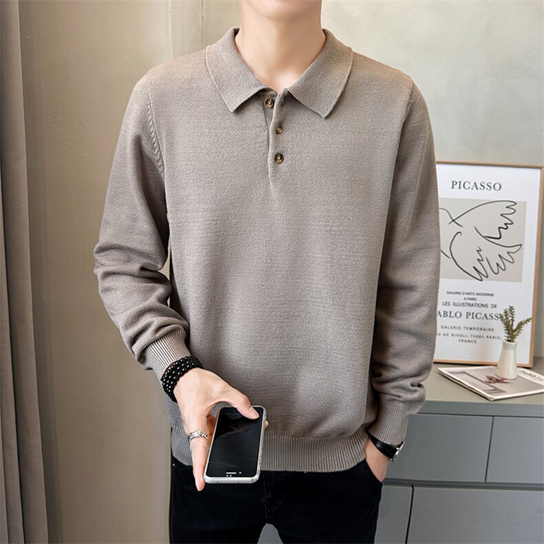 店主风毛衣男纯色百搭2025秋款翻领外套上衣男B317/M301/P85,男装针织衫/毛衣,电商B317