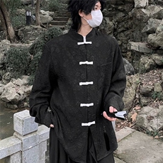 网络图现货！新中式提花衬衫唐装中山装盘扣高级衬衣RC4522-P55，男装衬衫，星座1005-6