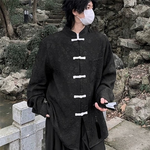 网络图现货！新中式提花衬衫唐装中山装盘扣高级衬衣RC4522-P55图片