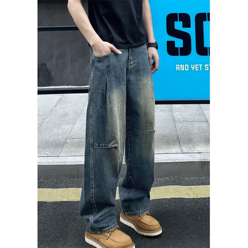 宽松直筒美式水洗牛仔裤男士时尚休闲长裤男装阔腿弯刀裤N922,男装牛仔裤,星座1116A（原606A-3）