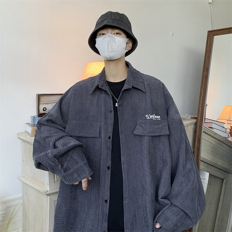灯芯绒衬衫男长袖春款韩版高级感休闲外套百搭帅气衬衣9025/P45,男装衬衫,星座206（原A221）