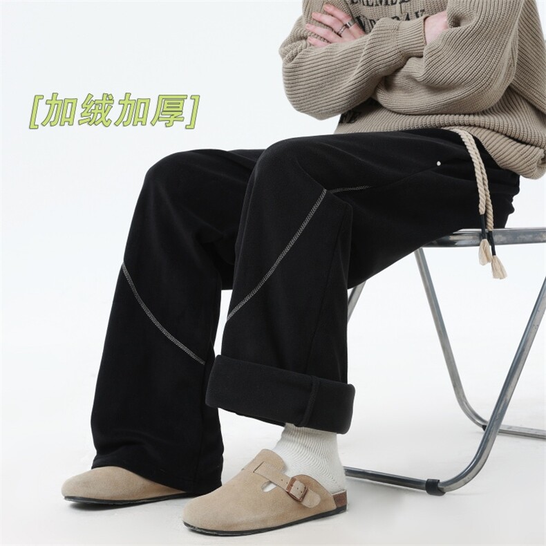 XZ616 秋冬毛呢加绒缉明线不规则口袋休闲长裤 K1090 特P40控78图片