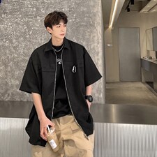 1港风华夫格短袖衬衫大码M-5XL金属纽扣短袖衬衣DCS8769特P35控68，男装T恤，星座226-2