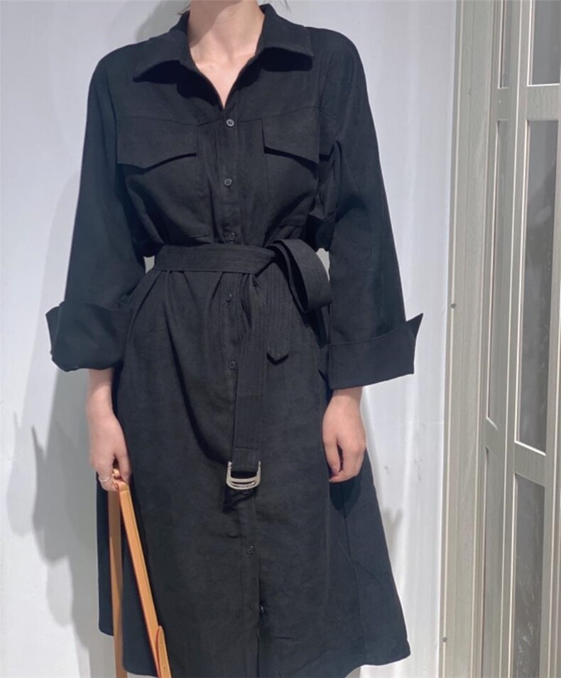 秋季风衣裙，女装风衣，驿谷