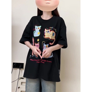 H0629-P35贴布刺绣螺纹领+包边拉肩休闲T恤图片