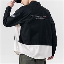 2021春季新款无影墙日系大码休闲工装男印花撞色拼接衬衫C550-P50，男装衬衫，电商A001