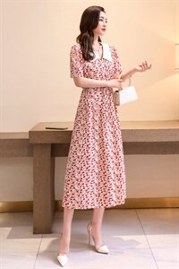 简约时尚潮流连衣裙短袖2021年夏季中长款休闲优雅图片