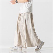 日系大码风棉麻亚麻直筒阔腿裙裤中性情侣汉服休闲K145/P75,男装休闲裤,钱塘713
