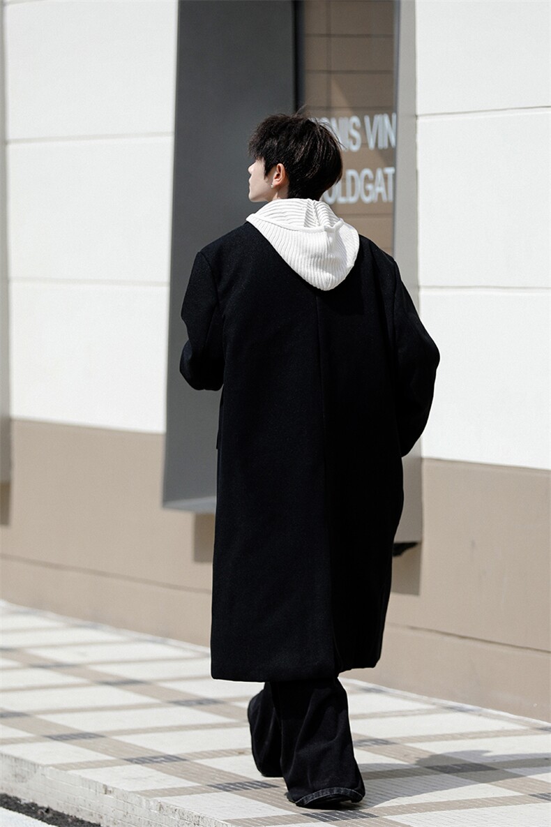 8XL-M厚毛呢大衣男中长款过膝呢子风衣男外套宽松FY1801P120控138,男装夹克,电商D206-1