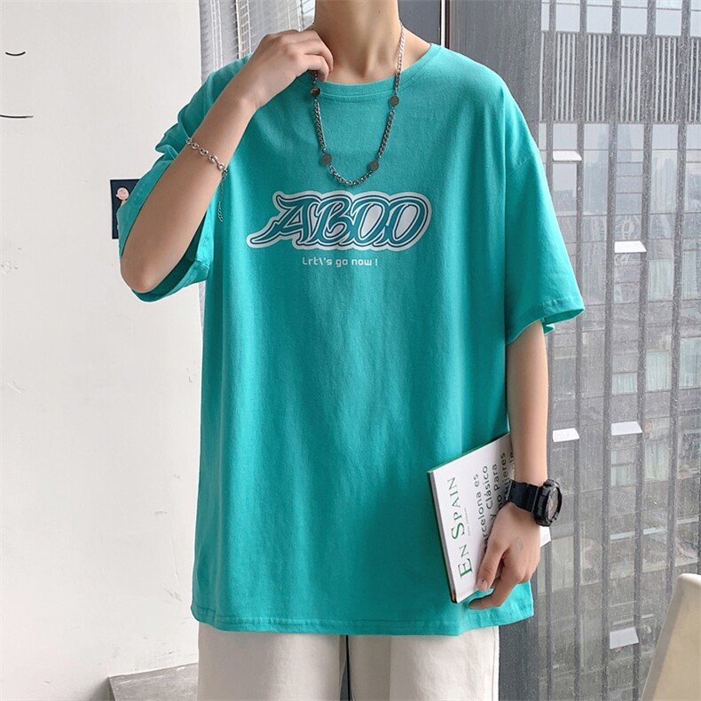 ！2021夏季新款男士纯棉短袖T恤宽松半袖体恤衫T2150P25图片