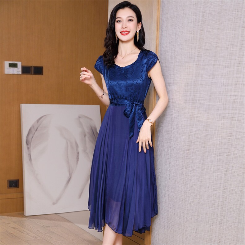 杭州反季真丝连衣裙特价清仓2025夏新款法式高端桑蚕丝香云纱裙子,女装连衣裙,阿舍尔精品