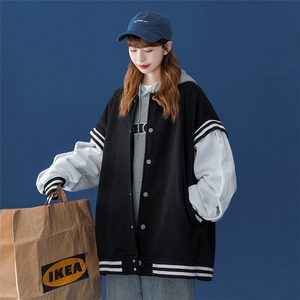 ！春季潮流中性袖子四合扣夹克情侣棒球服外套 G550 P75控98图片
