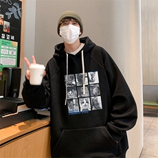 新款港风华棉得物抖音直播高品质宽松男休闲连帽卫衣W5218P40，男装卫衣，电商C408-1(原B339-1)