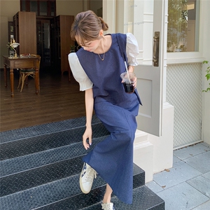 高级感撞色上衣半身裙套装女2025夏季新款韩版宽松显瘦气质两件套图片