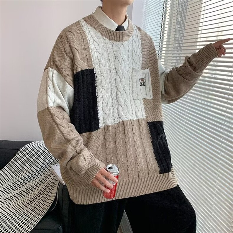 秋冬时尚潮男百搭宽松圆领针织上衣外套，男装针织衫/毛衣，四季星座218-1