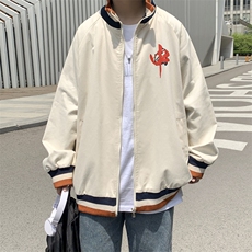 J910P30港风外景休闲宽松情侣撞色立领印花夹克秋季潮，男装夹克，电商A026-1