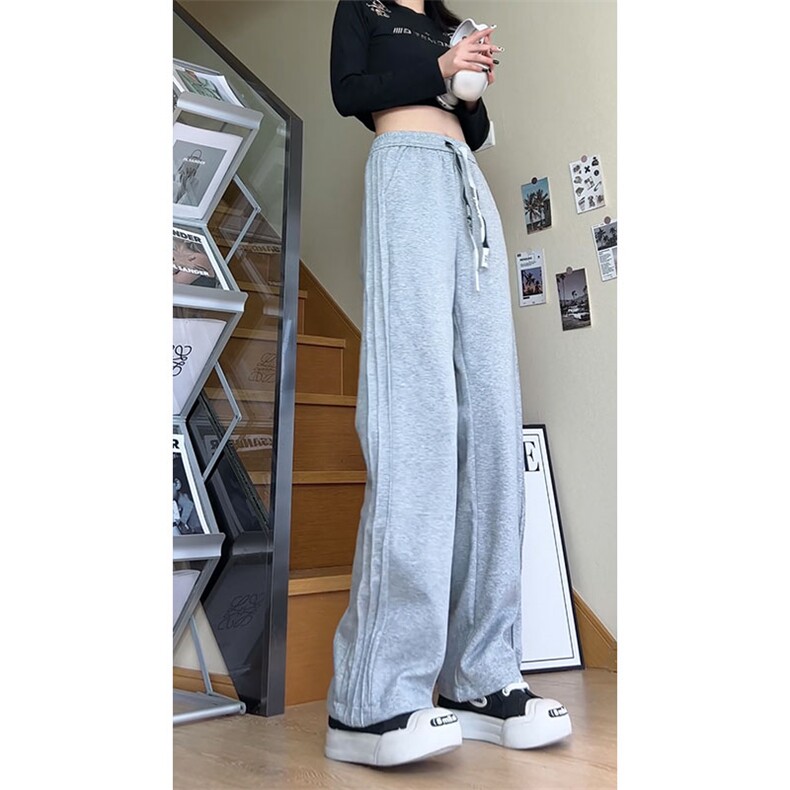 特批40秋季美式新款垂感宽松直筒休闲卫裤65%棉35%涤,男装休闲裤,电商基地A086