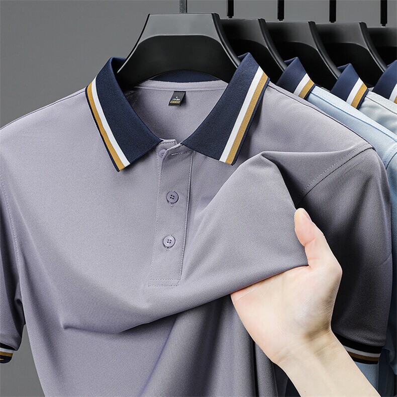 夏季POLO衫短袖T恤男士潮流2025新款上衣服男翻领半袖冰丝体恤,男装T恤,电商B212（原钱塘6029）