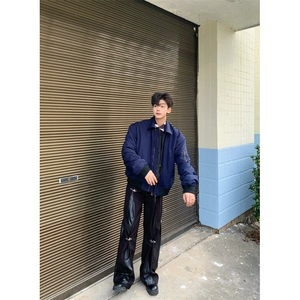 美式复古藏青色飞行员夹克外套短款棒球服男T120-P60图片