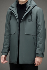 男士中长款连帽可脱卸羽绒服冬季新款中年保暖加厚男装鸭绒外套潮图片