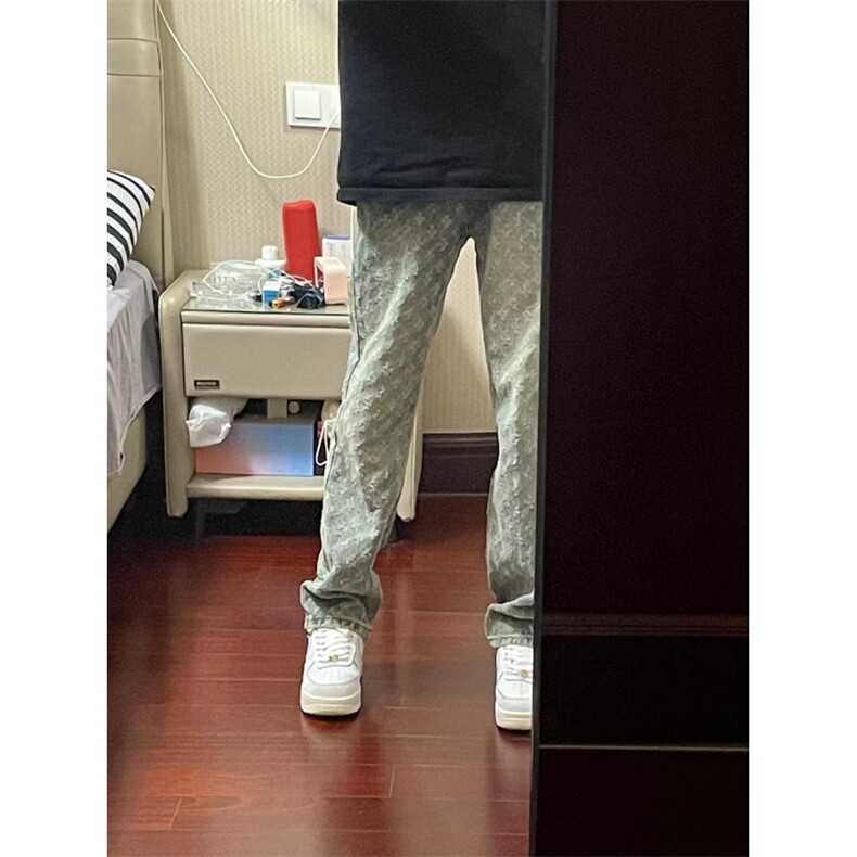 【有货】提花满印牛仔裤男夏季美式复古直筒裤子KZT63WW-特P45,男装牛仔裤,星座1007（原301D）
