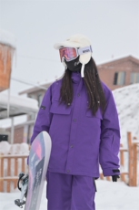 冬季防风防水单板双板加棉加厚连帽滑雪服外套男女HF58-P160控268，女装短外套，电商A001