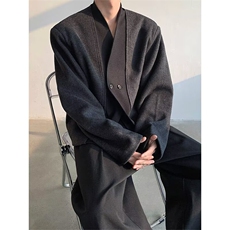 美式潮流黑色通勤廓形宽松休闲西装男女西服百搭外套LA1677-P60，男装西服，星座1008