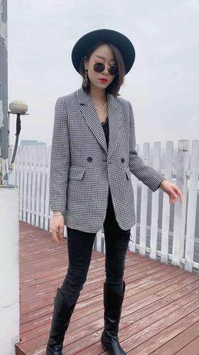 春季新款小西装网红千鸟格，女装西装，烟雨美人